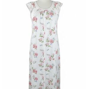 Carole Hochman Sleeveless Cotton Knit Nightgown, Floral Print Size Medium